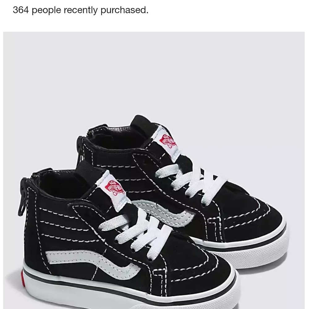 Vans Kids Black and White High-Top Sneakers Size 2